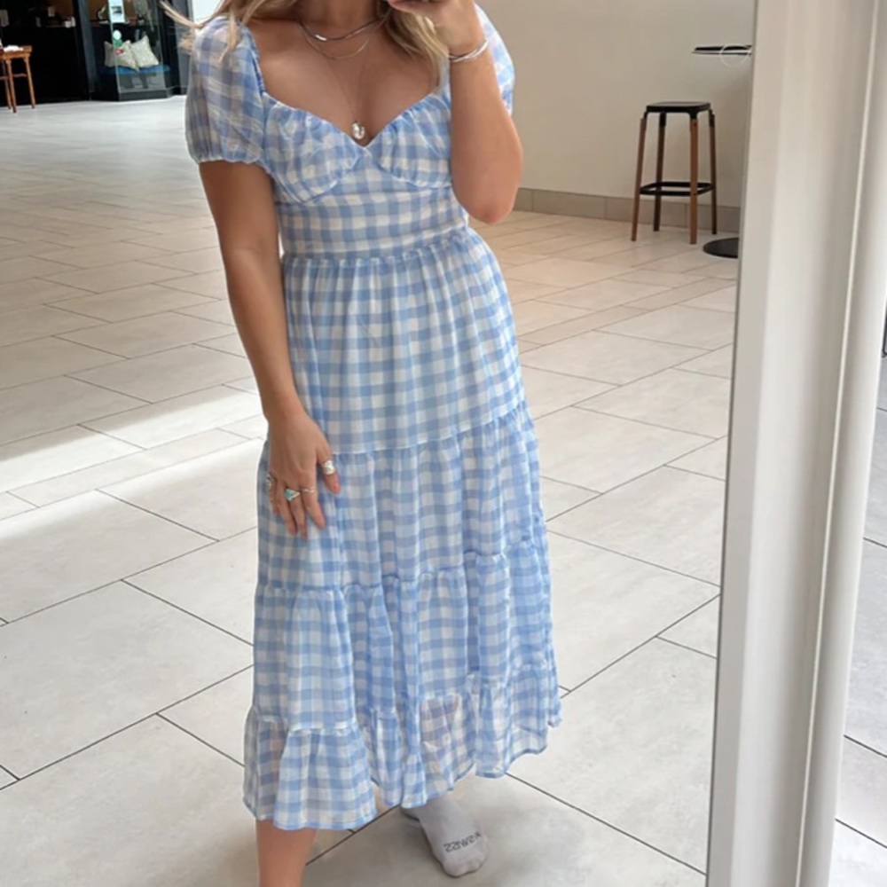 Gingham midi dress